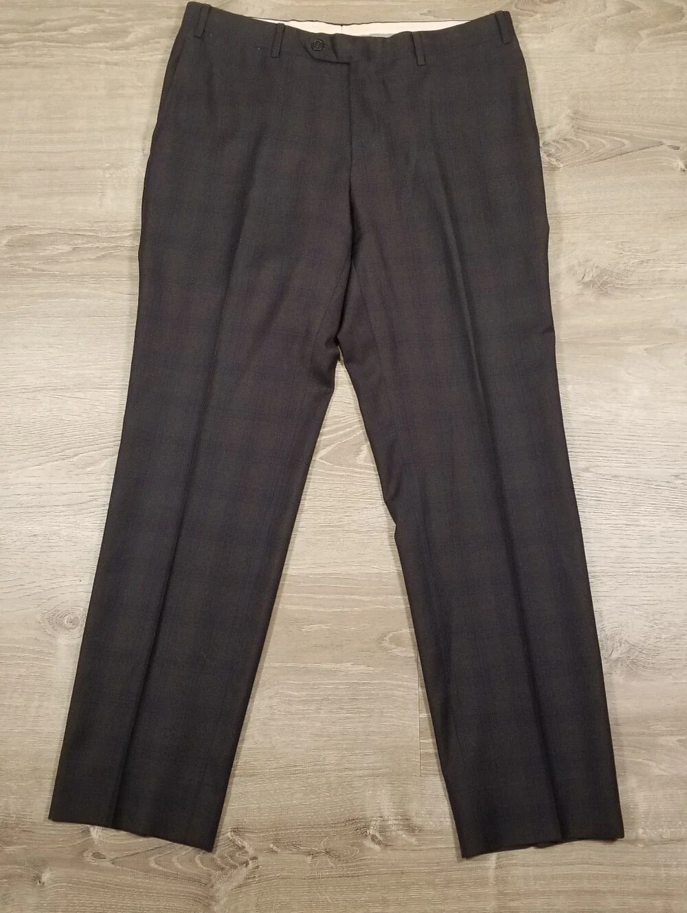 Canali Suit 2 Piece 50R EU (40R 34x30) Mens Gray Blue Rothmans Wool Plaid Check